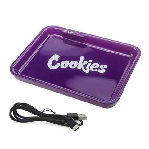 Cookies Brand GlowTray Purple LED Light-Up Rolling Tray – Rechargeable & Portable