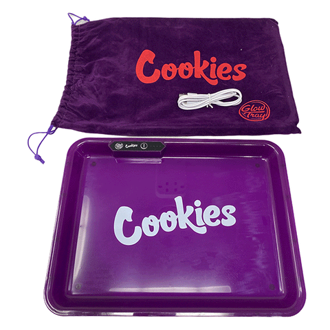 Cookies Brand GlowTray Purple LED Light-Up Rolling Tray – Rechargeable & Portable