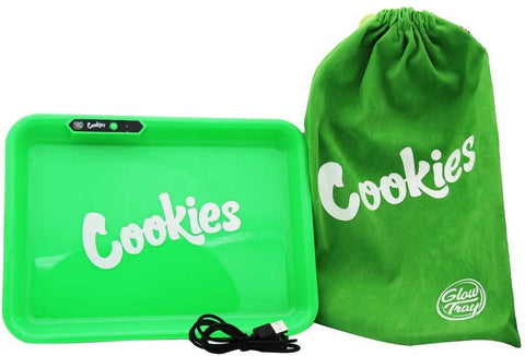 Cookies Brand GlowTray Green LED Light-Up Rolling Tray – Rechargeable & Portable