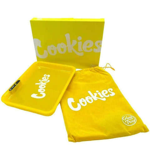 Cookies Brand GlowTray Yellow LED Light-Up Rolling Tray – Rechargeable & Portable