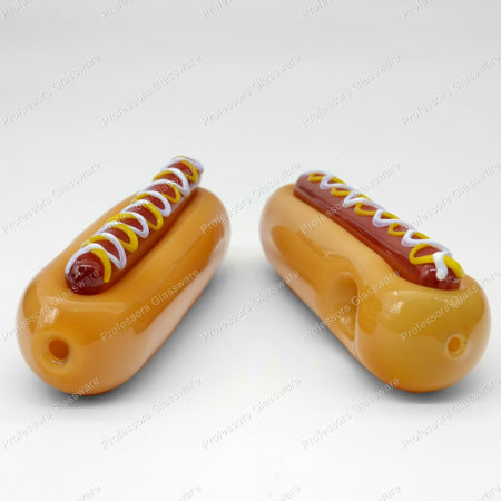 6″ Hot Dog Glass Hand Pipe – Novelty Food Theme Spoon