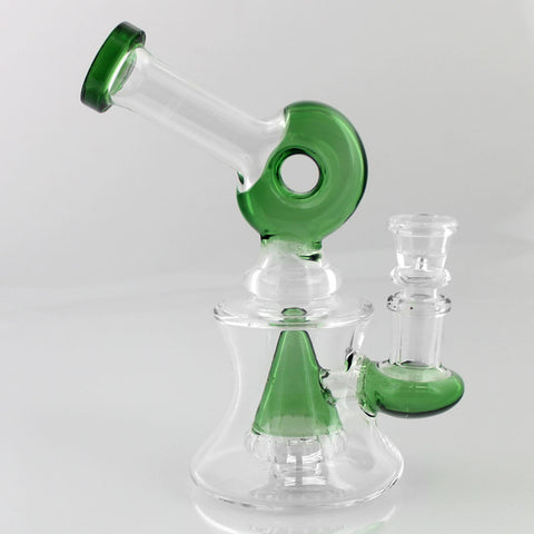 5.5" Donut Disc Percolator Slanted Neck Glass Bong