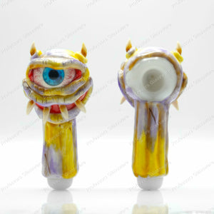 5 Inch Yellow Monster Glass Hand Pipe – Sharp Teeth Horror Spoon