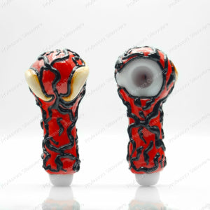 5 Inch Red & Black Monster Glass Hand Pipe – Venom Theme Spoon Pipe