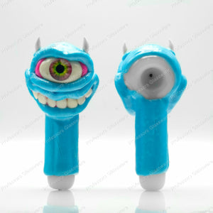 5 Inch Blue Eyeball Monster Glass Pipe – Creepy Novelty Spoon