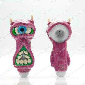 5 Inch Pink Eyeball Monster Glass Pipe – Horror Novelty Spoon
