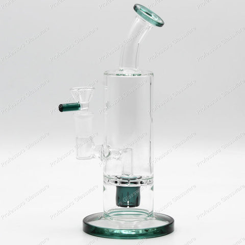 9" Bent Neck Showerhead and Ratcher Percolator Bong